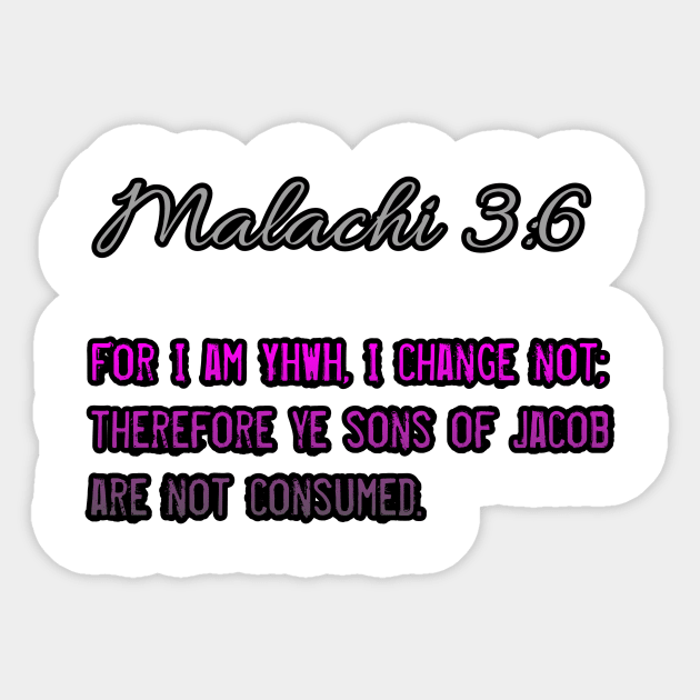 Malachi 3:6 Sticker by Yachaad Yasharahla